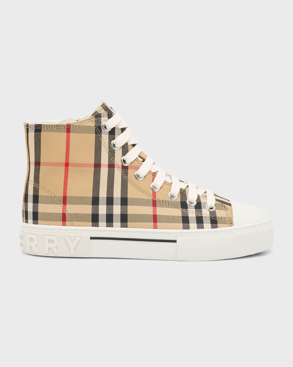 Kid's Mini Jack Check High-Top Sneakers, Kids