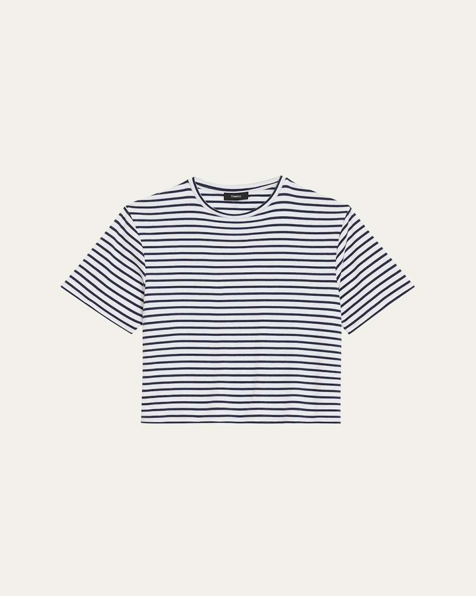 Boxy Short-Sleeve Cotton Crewneck Tee