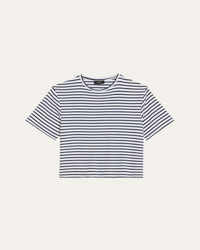 Boxy Short-Sleeve Cotton Crewneck Tee