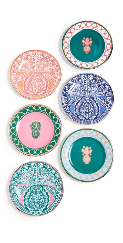 La DoubleJ Dessert Plates Set of 6 Pineapple Mix One Size