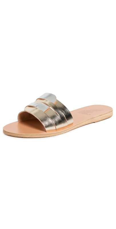 Ancient Greek Sandals Filenada Slides Silver/Platinum