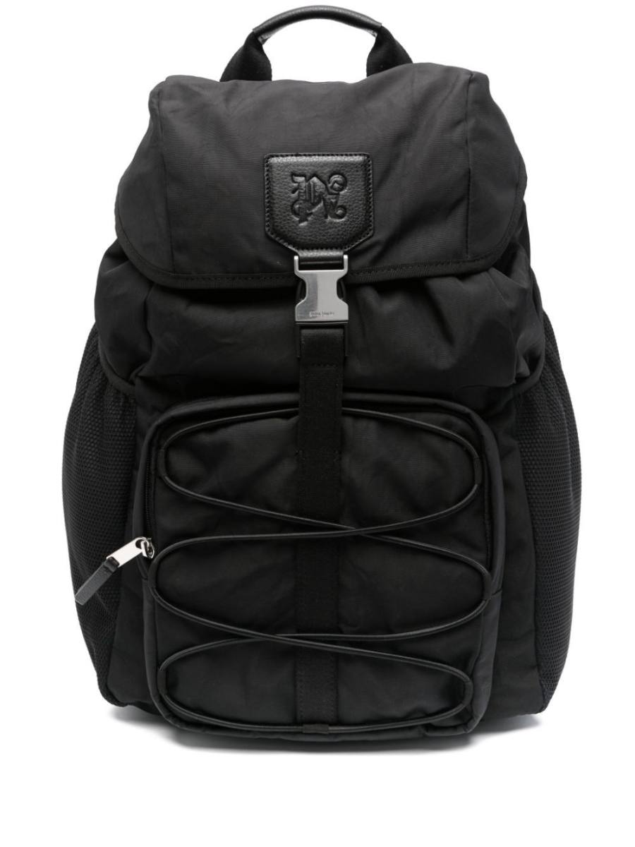 monogram-debossed canvas backpack