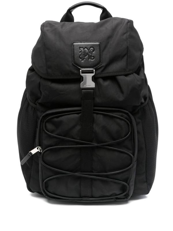 monogram-debossed canvas backpack