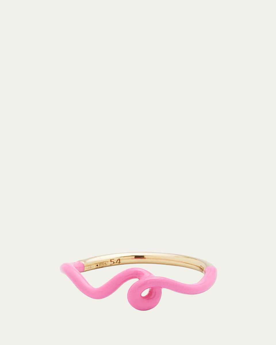 Wow Mini Mono Ring with Bubblegum Pink Enamel