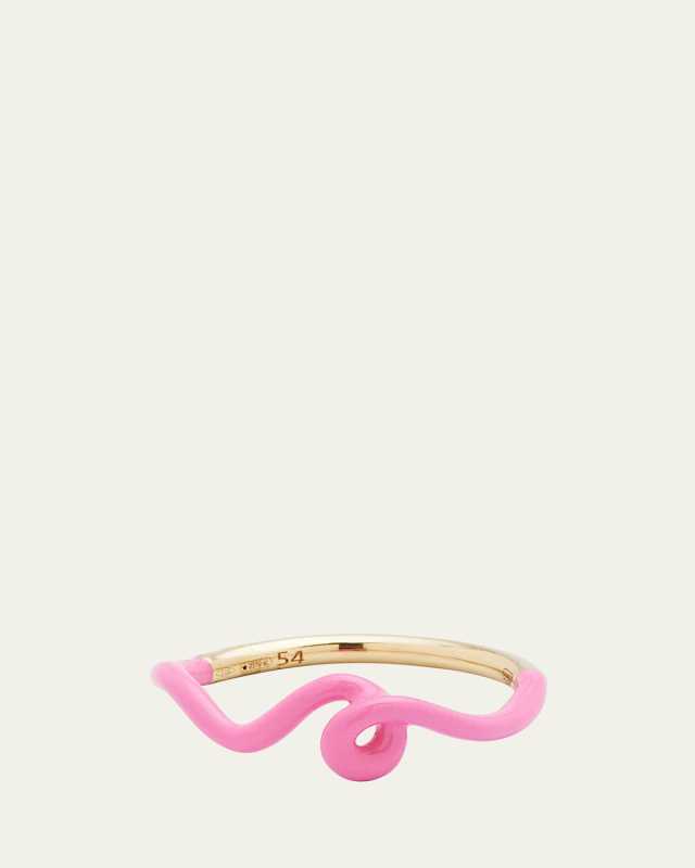 Wow Mini Mono Ring with Bubblegum Pink Enamel