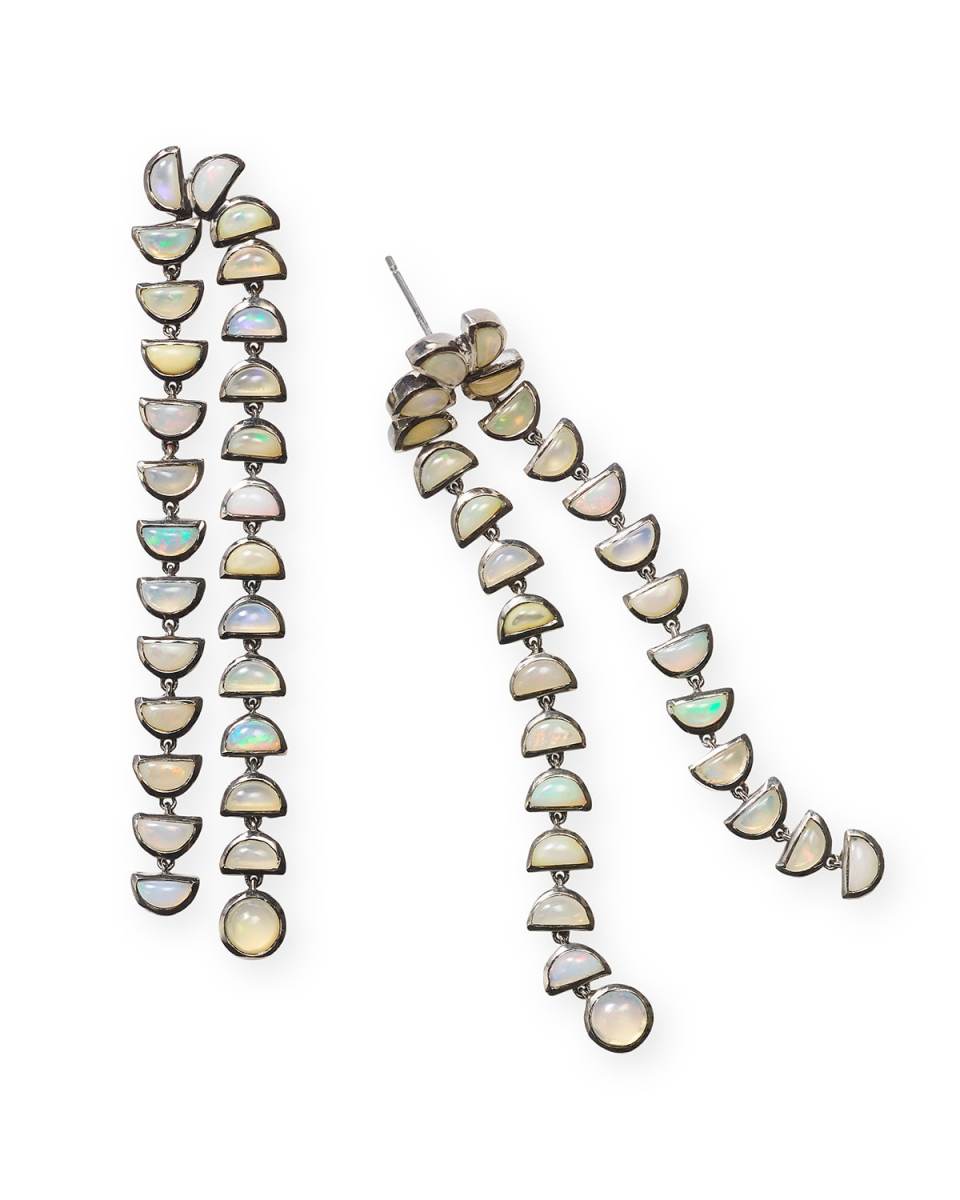 Marabou Earrings, Ethiopian Opal