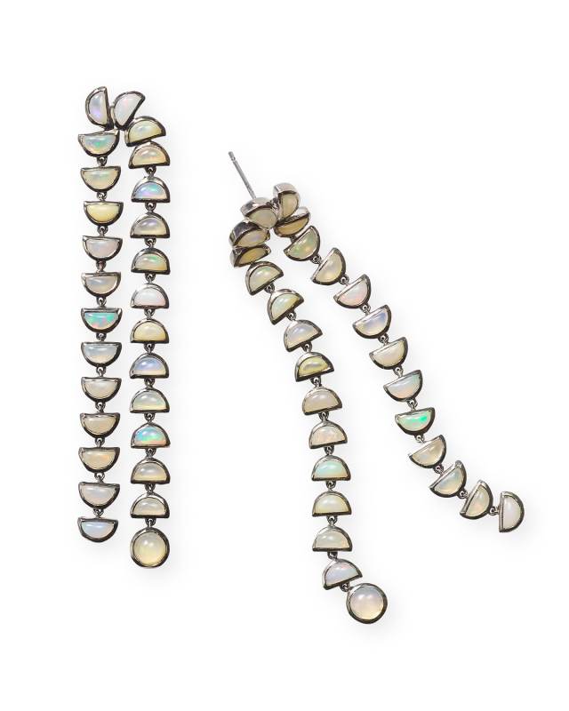 Marabou Earrings, Ethiopian Opal