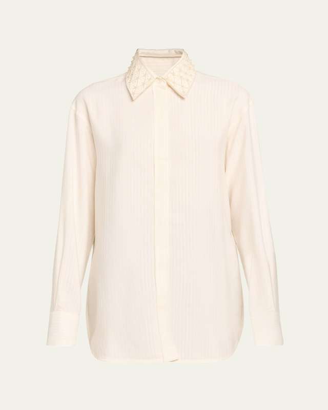 Journey Embellished Button-Front Boyfriend Shirt