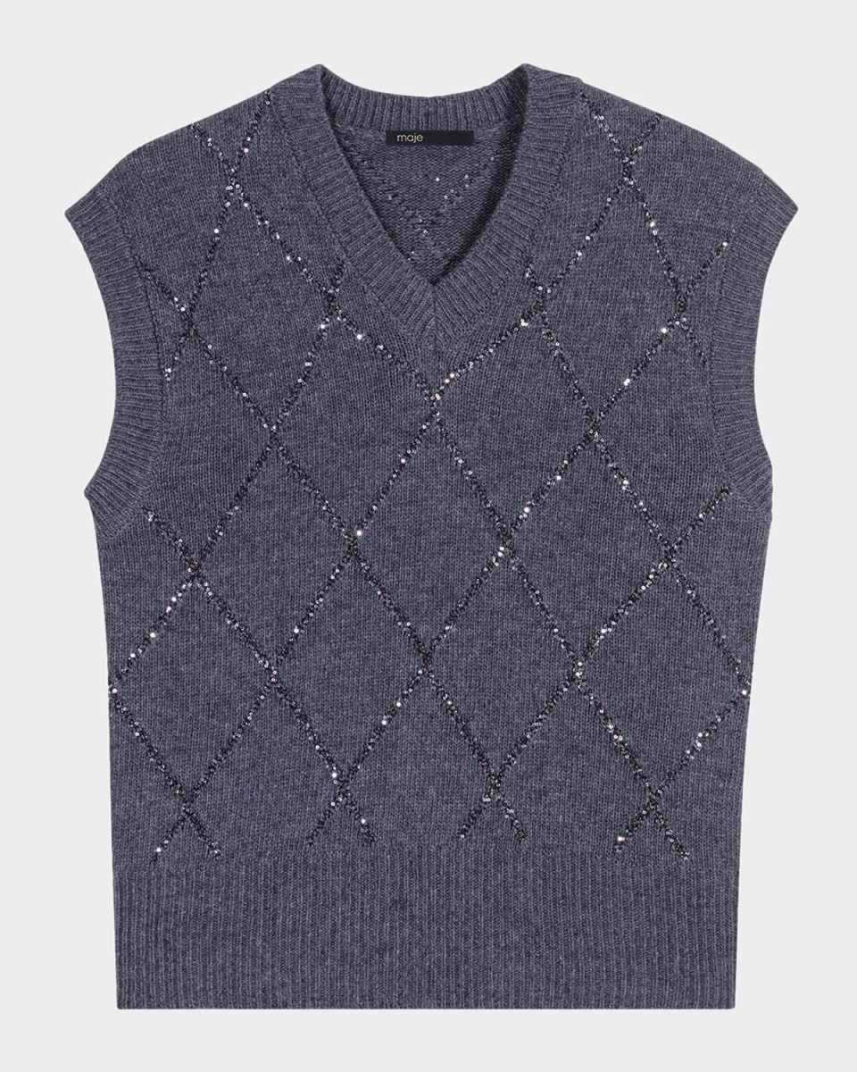 Mipa Sequined Diamond Sweater Vest