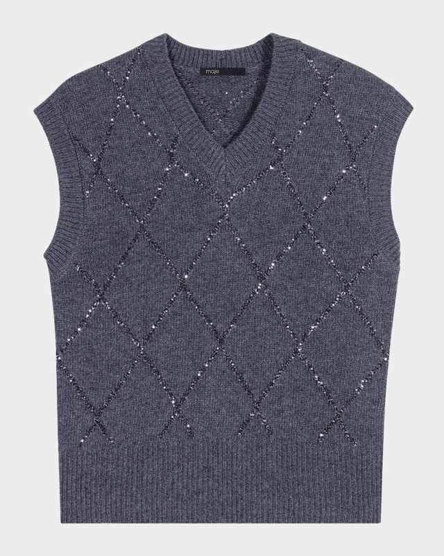 Mipa Sequined Diamond Sweater Vest