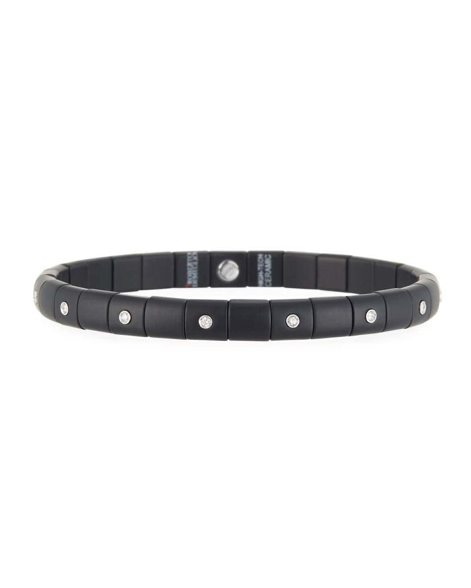 18K White Gold Matte Black Ceramic & Diamond Bracelet