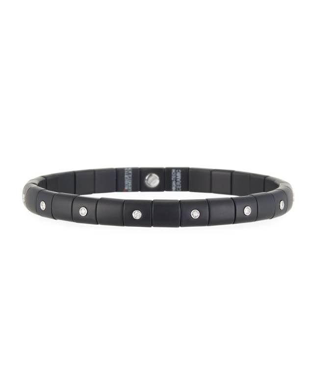 18K White Gold Matte Black Ceramic & Diamond Bracelet