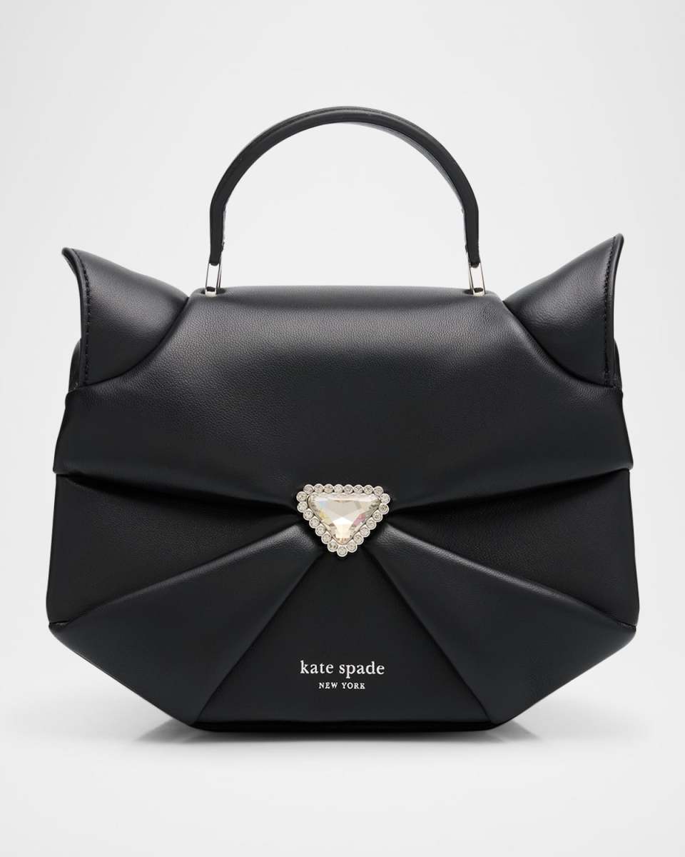 whiskers cat leather top-handle bag