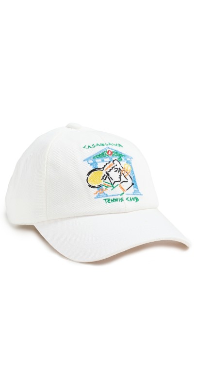 Casablanca White Twill Crayon Temple Tennis Club Hat Crayon Temple Tennis Club