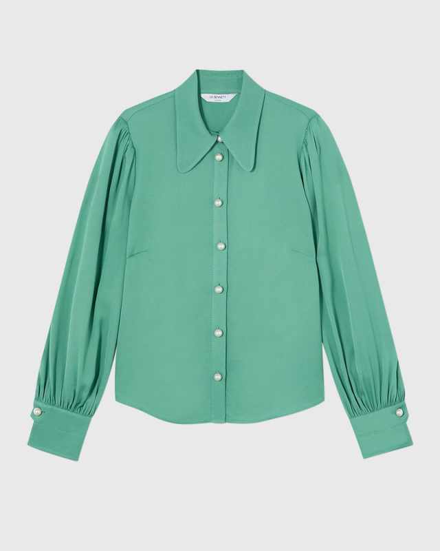 Sonya Button-Down Crepe Blouse