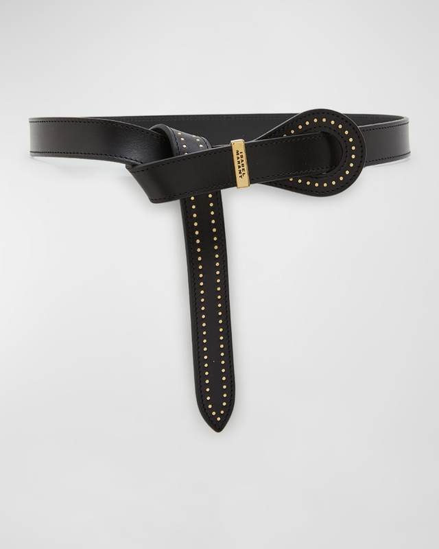 Brindi Studded Leather Pull-Through Belt