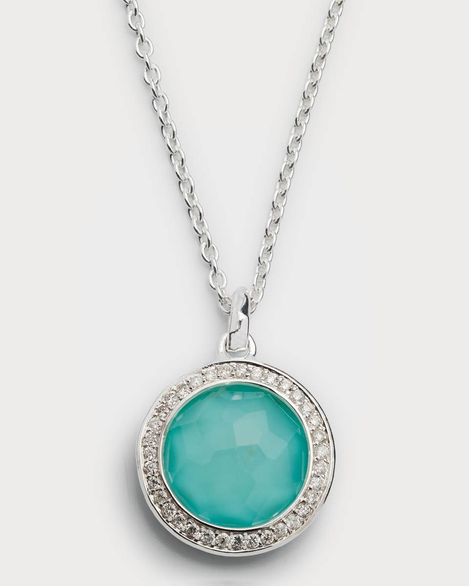 Mini Pendant Necklace in Sterling Silver with Diamonds
