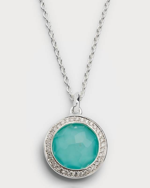Mini Pendant Necklace in Sterling Silver with Diamonds