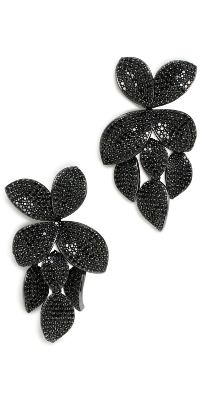 SHASHI Pave Flower Earrings Noir