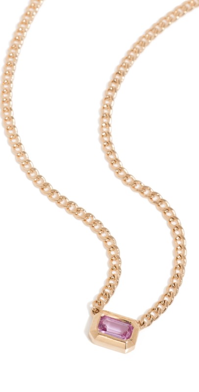 Zoe Chicco 14k Gold Bezel Set Sapphire Necklace Pink Sapphir