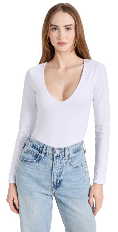 Ambitionist Weekender Deep V Thong Bodysuit White