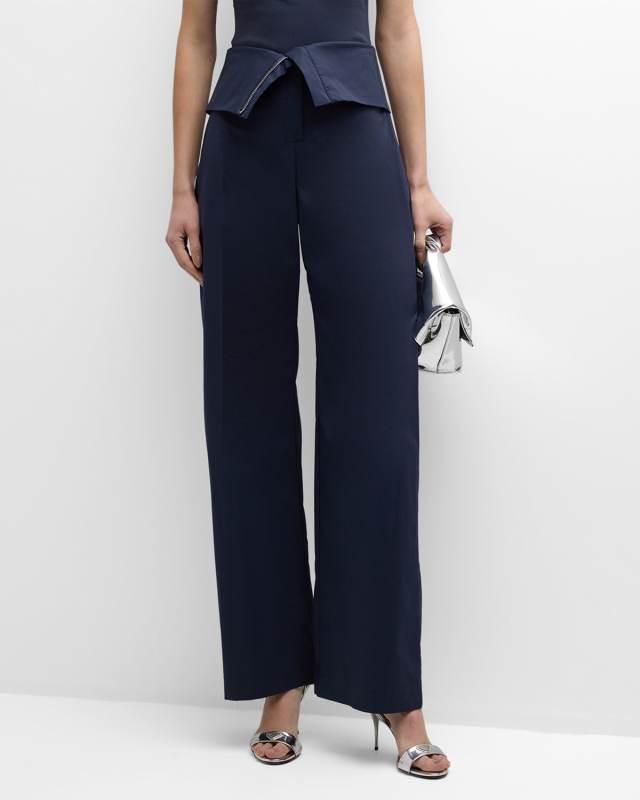 Felix Fold-Over Wide-Leg Trousers