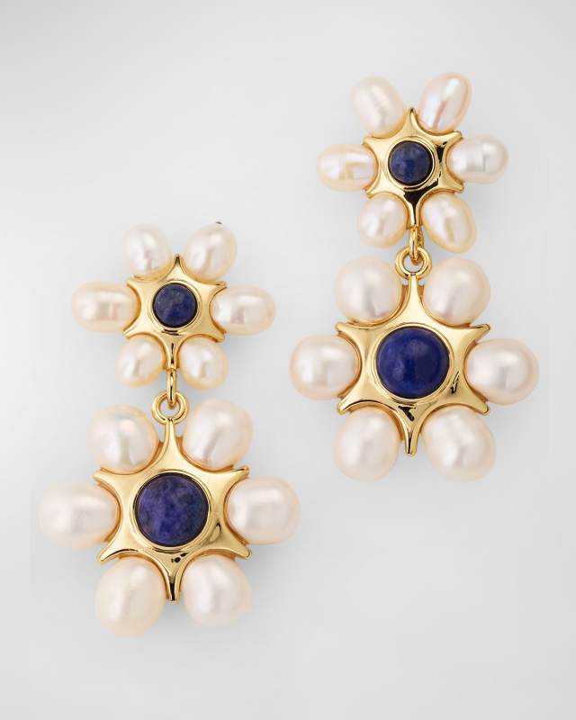 Safi Drop Earrings, White/Blue