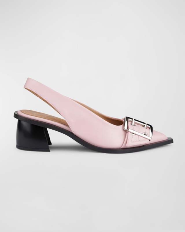 Buckle Slingback Block-Heel Pumps