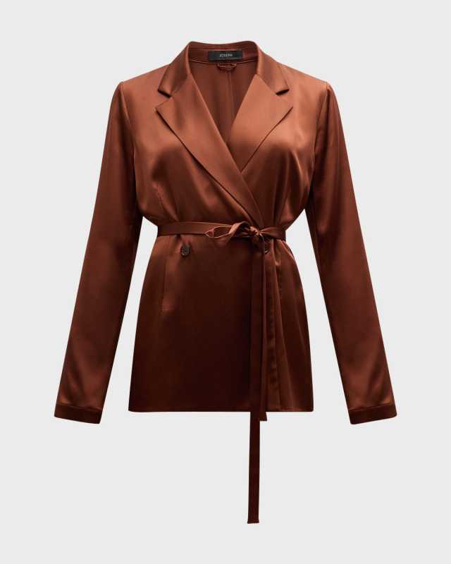 Joubert Double-Breasted Silk Satin Blazer