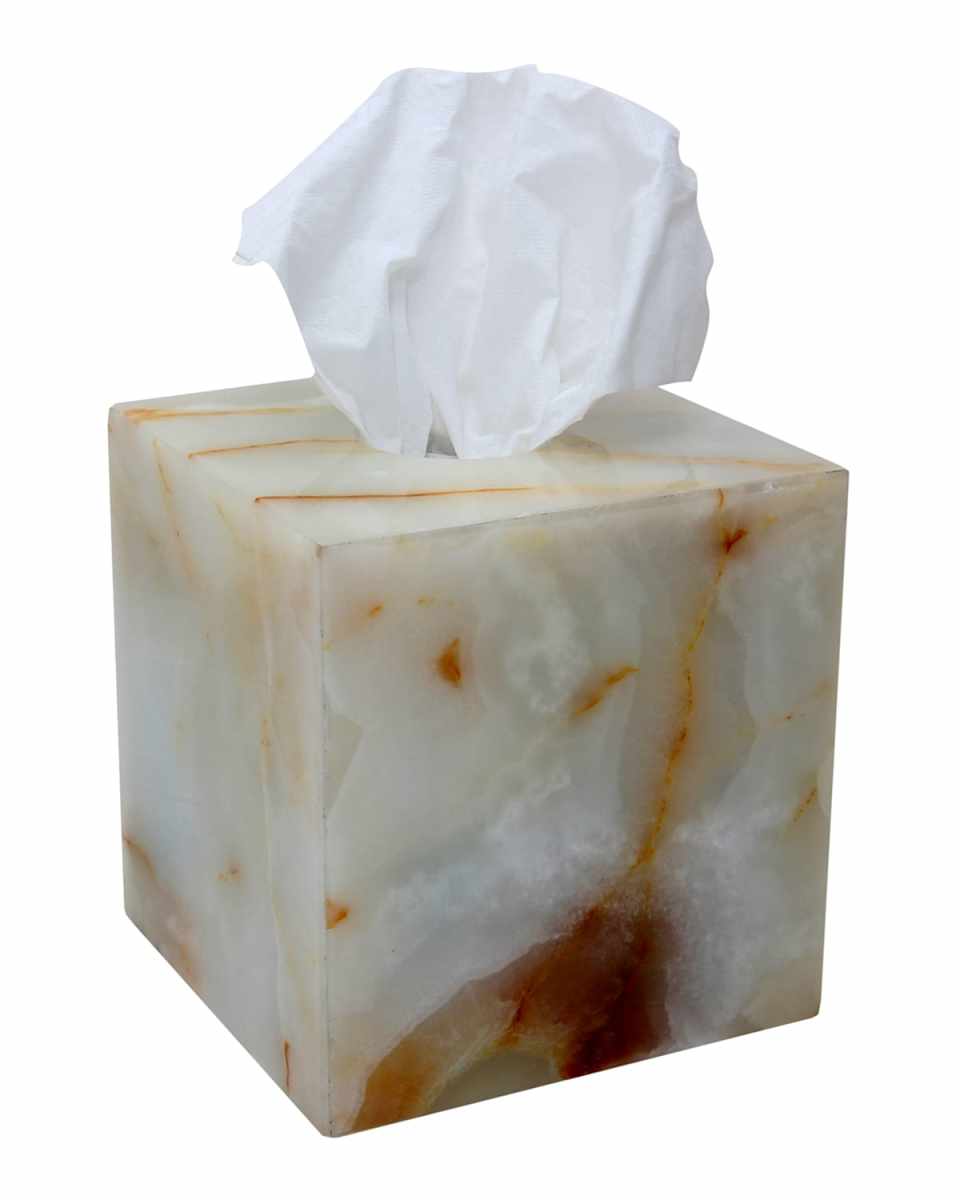 Myrtus Collection Light Green Onyx Tissue Box Holder