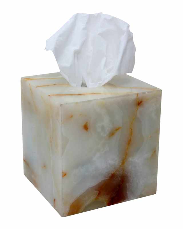Myrtus Collection Light Green Onyx Tissue Box Holder