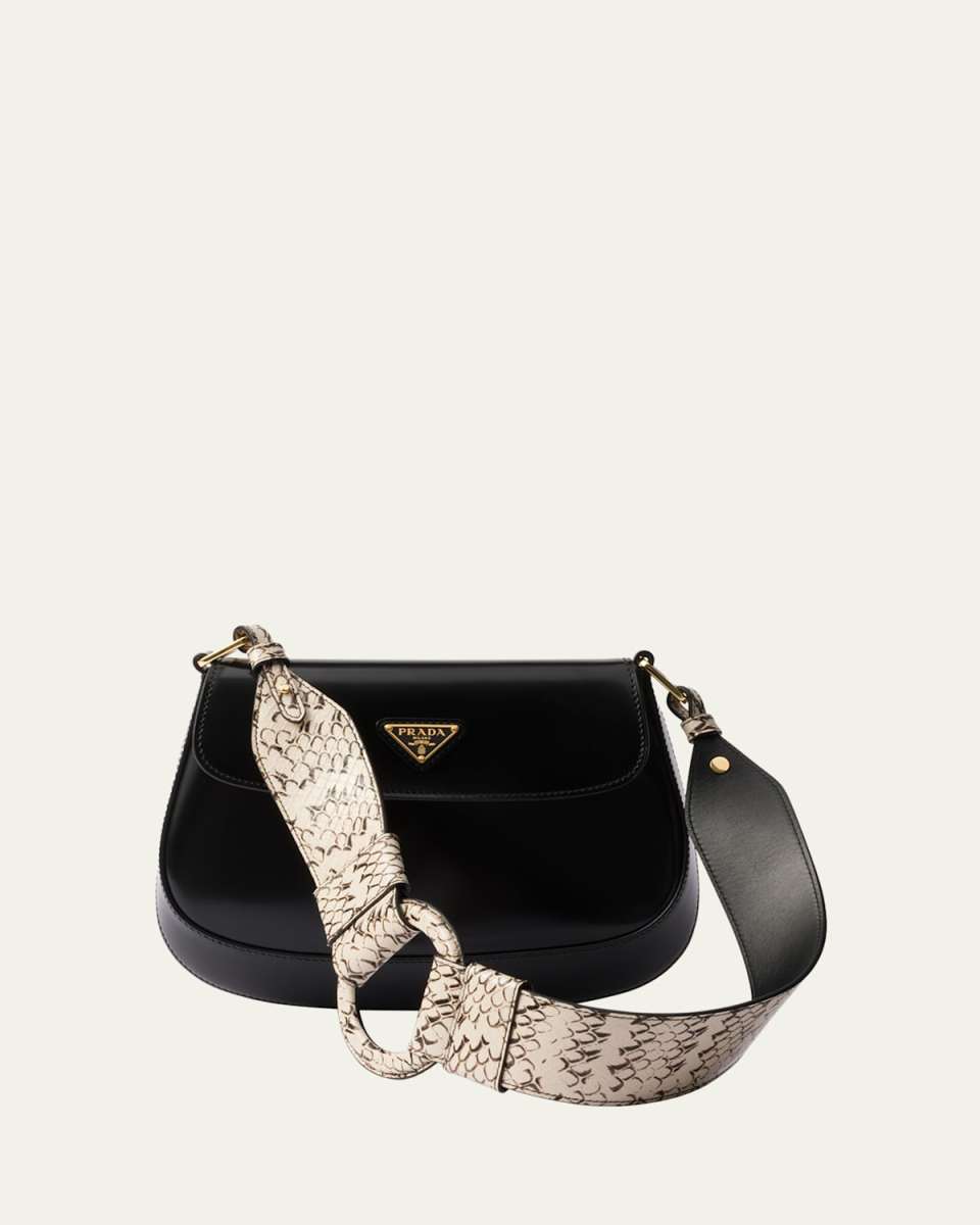 Cleo Flap Snakeskin Leather Shoulder Bag