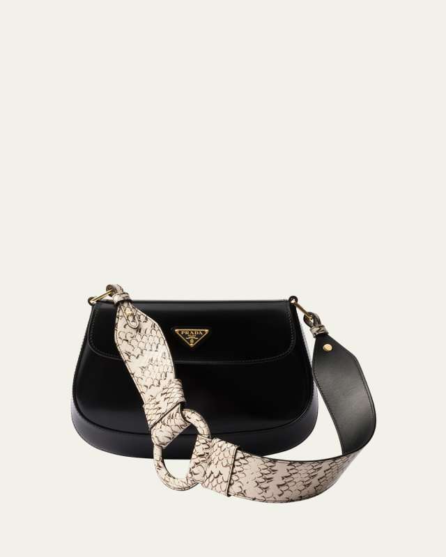 Cleo Flap Snakeskin Leather Shoulder Bag