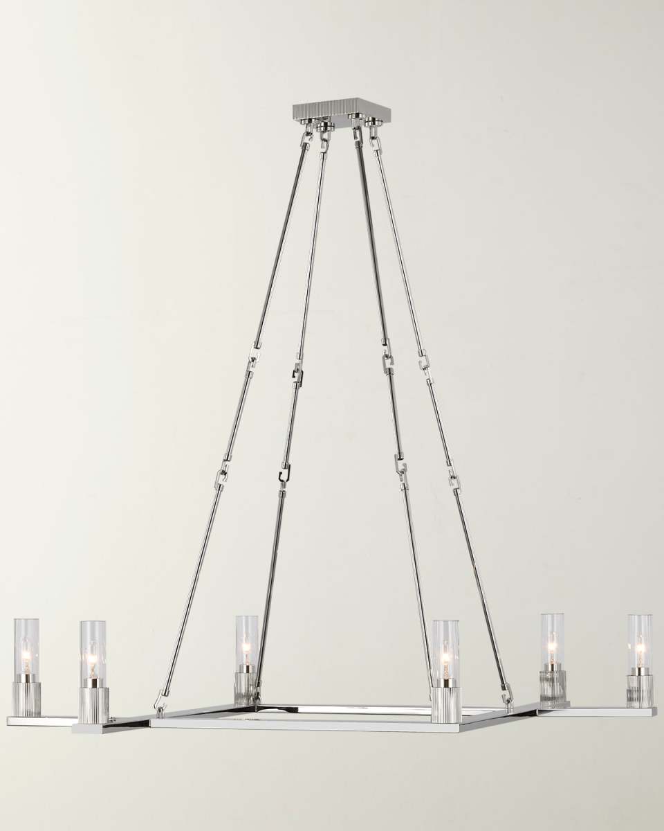 Beza Extra-Large Polished Nickel Chandelier by Ray Booth