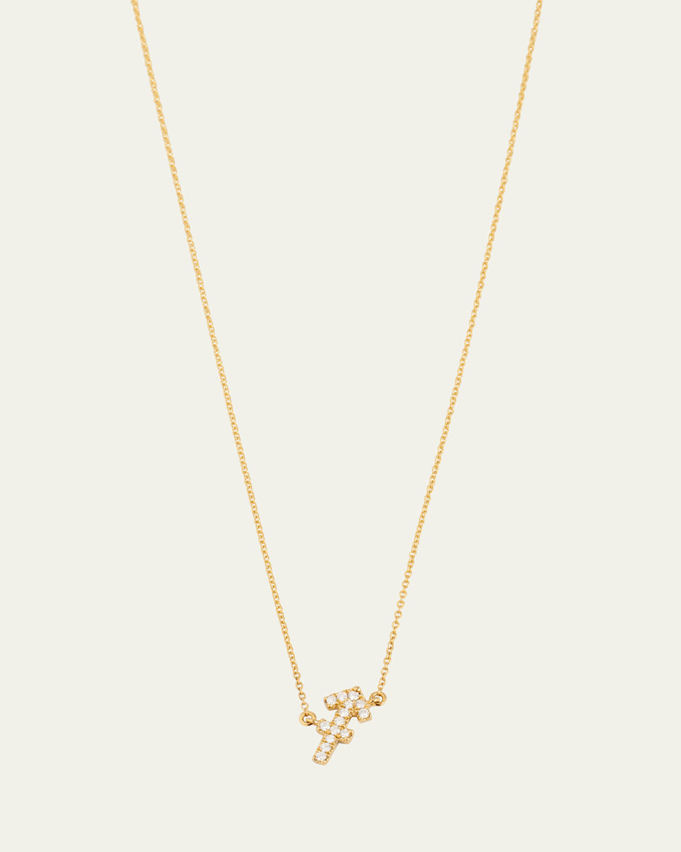 Star Sign Necklace, Saggitarius, in Yellow Gold and White Diamonds