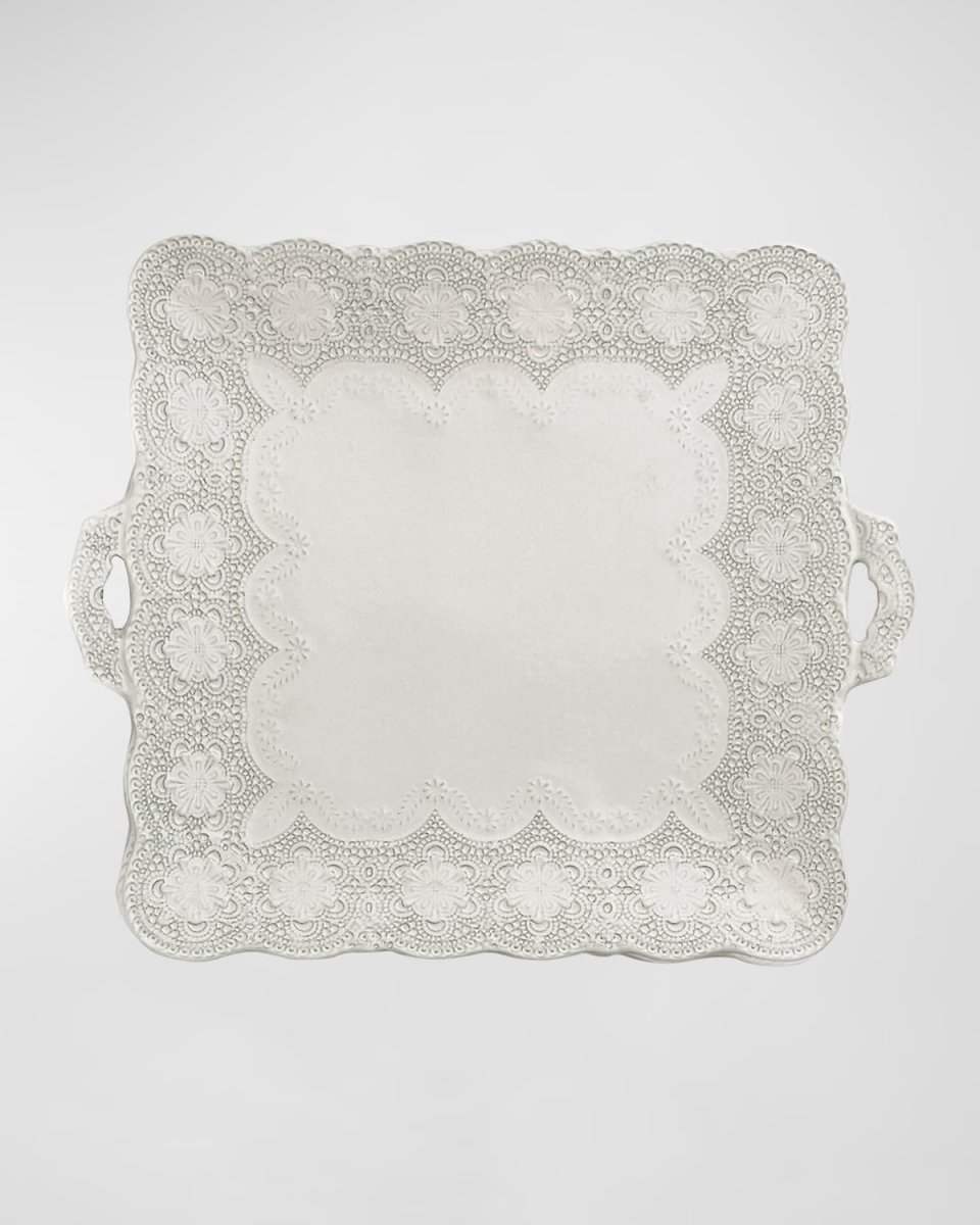 Merletto Antique Square Platter with Handles