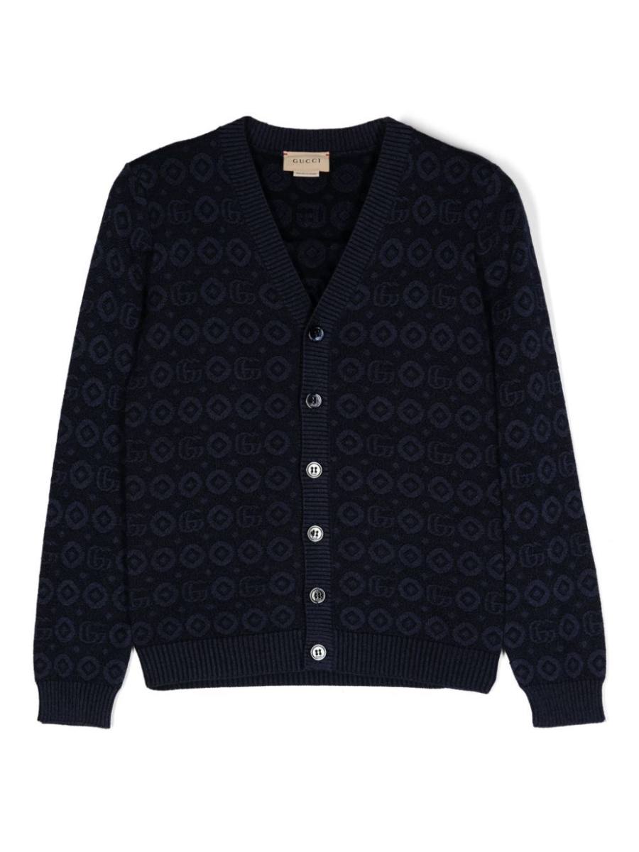 logo-jacquard cardigan