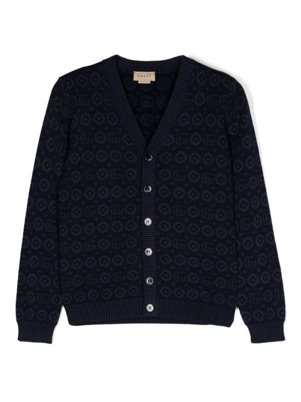 logo-jacquard cardigan