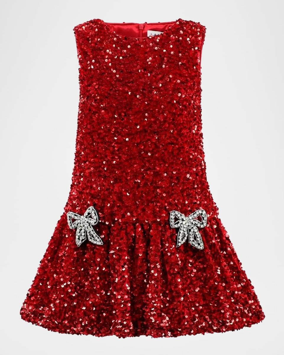 Girl's Sequin Dress W/ Bows, Size 4-