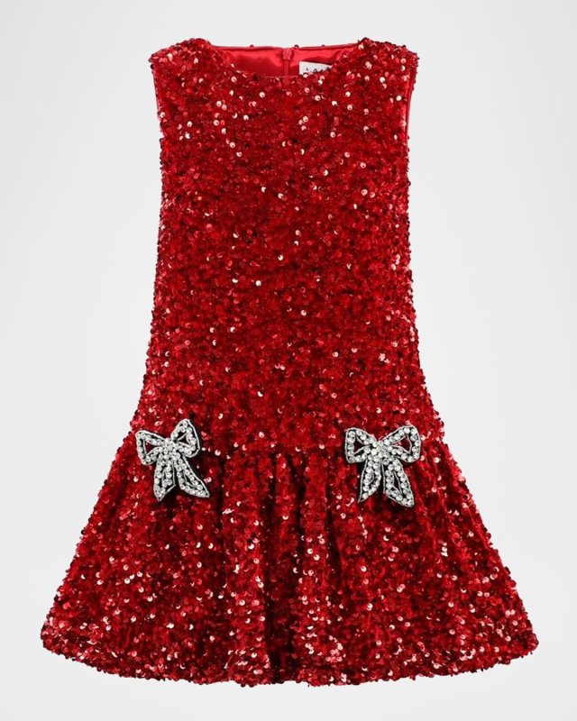 Girl's Sequin Dress W/ Bows, Size 4-