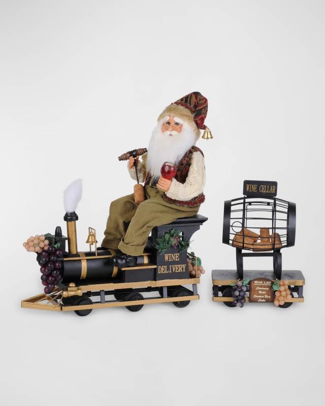 Wine Delivery Train Santa 2-Piece Set