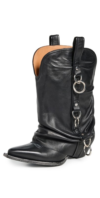 R13 Harness Low Rider Boots Black With Harness
