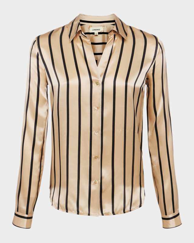 Tyler Striped Silk Blous