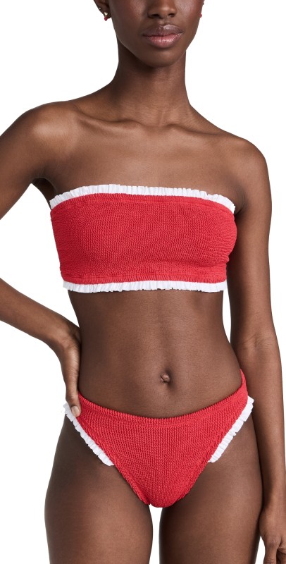 Hunza G Tracey Frill Bikini Set Red/White