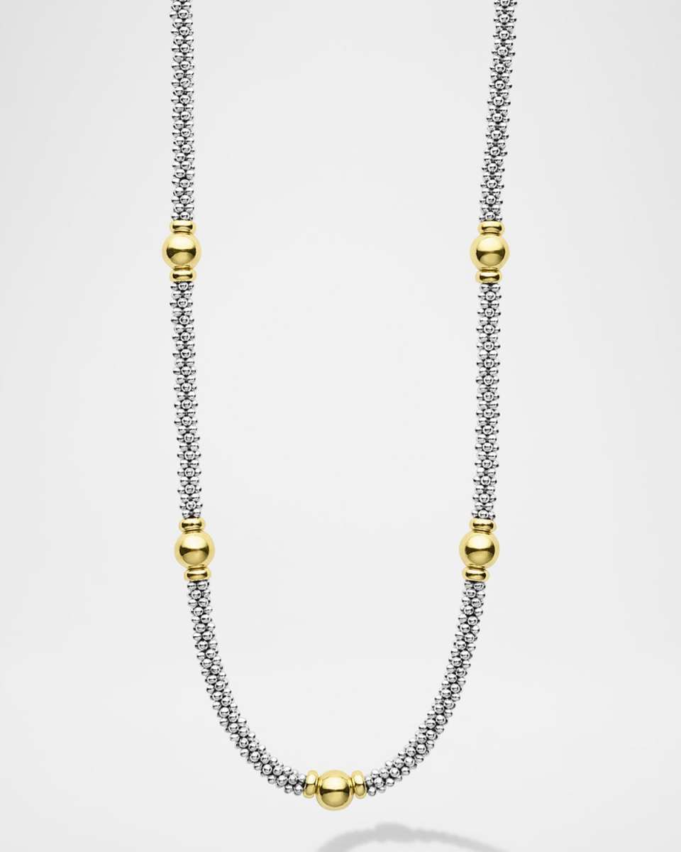Signature Caviar Two-Tone 9-Station Rope Necklace, 18"L