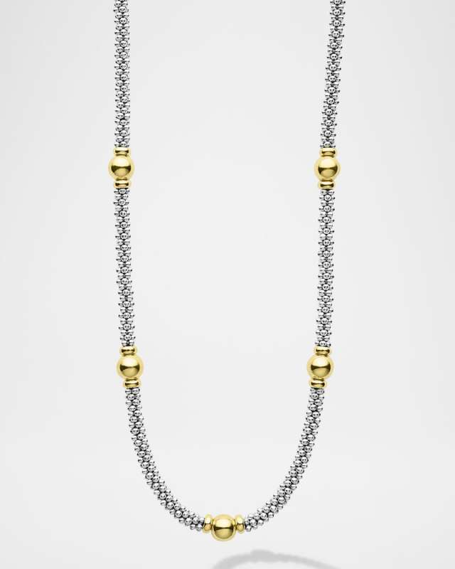 Signature Caviar Two-Tone 9-Station Rope Necklace, 18"L