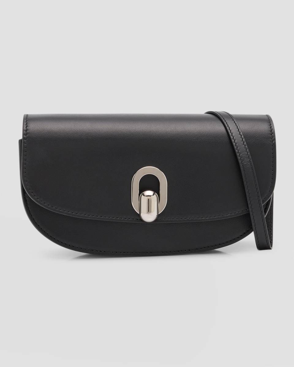 Tondo Crescent Leather Crossbody Bag