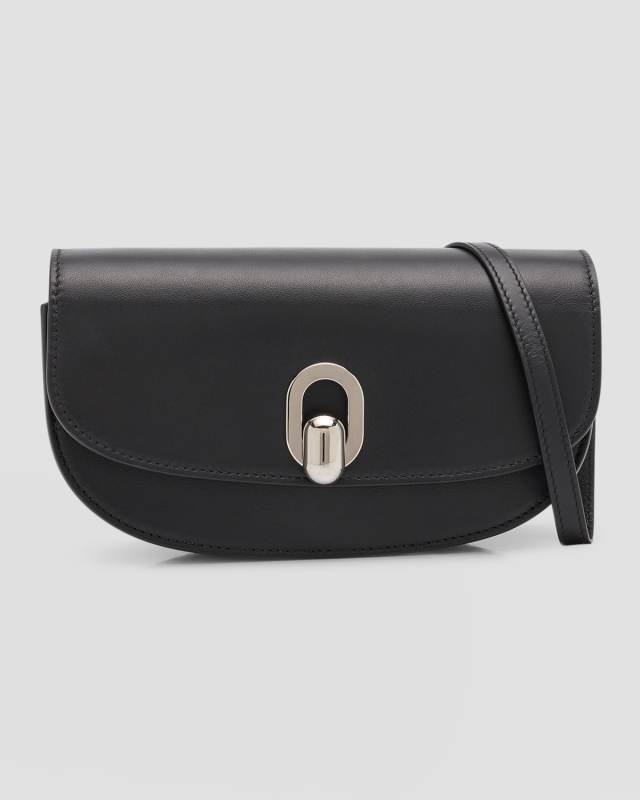 Tondo Crescent Leather Crossbody Bag