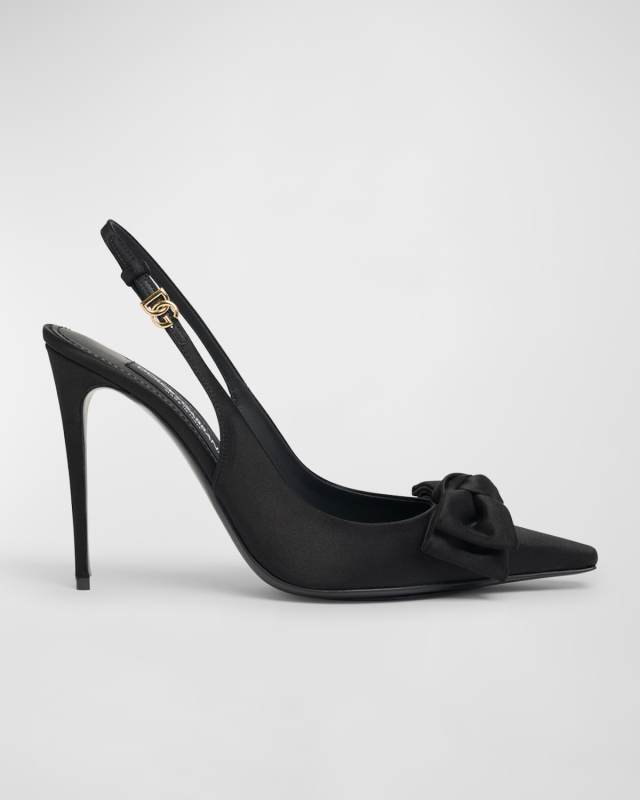 Satin Bow Slingback Pumps