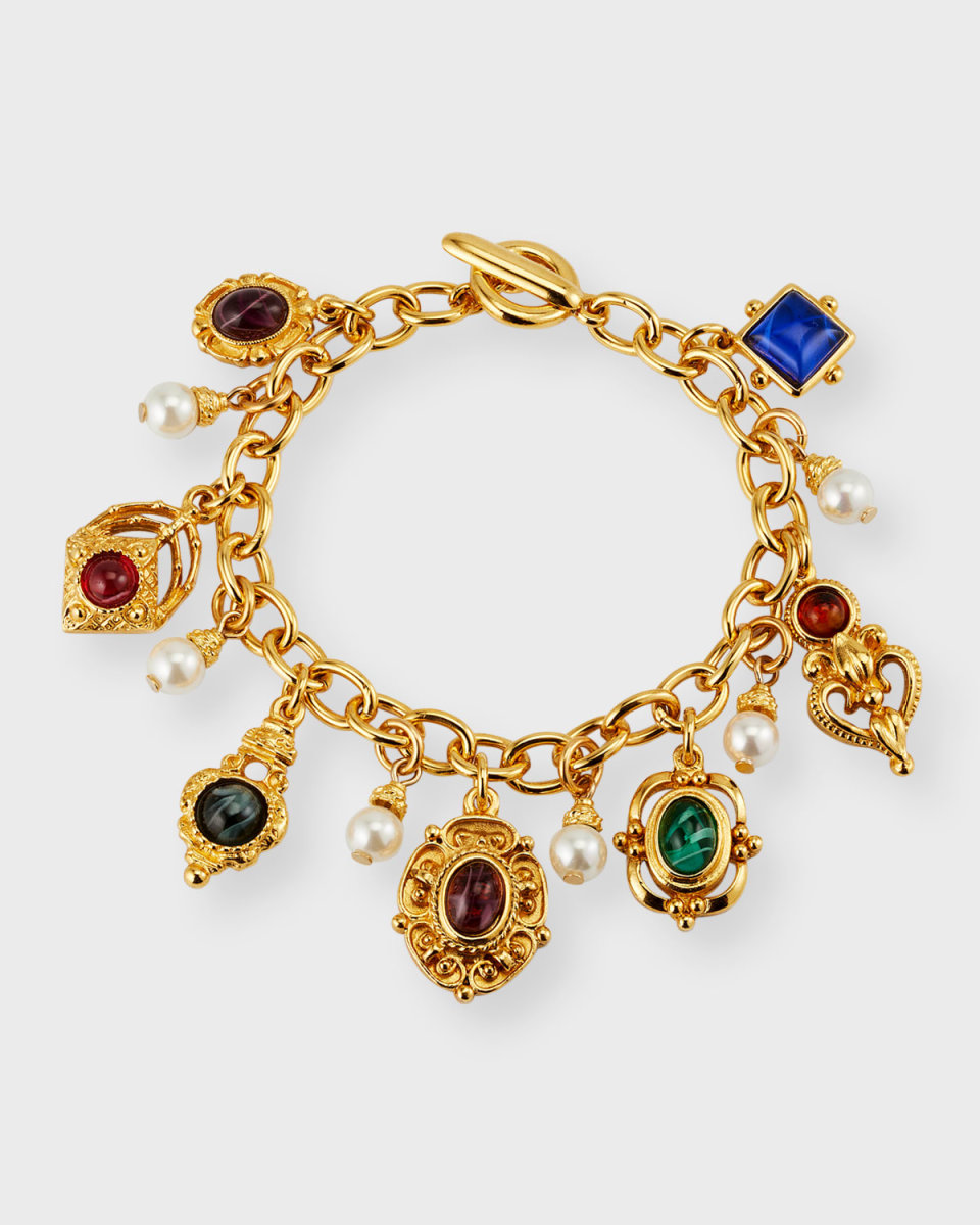 Stone and Pearly Charm Bracelet